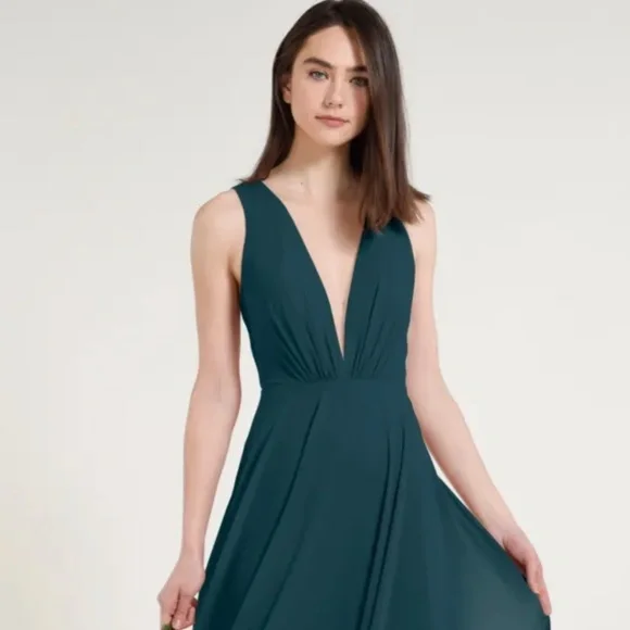 caspian sea bridesmaid dress Maiara Shortsleeve Slinky Tie Maxi Dress - Sea Blue main image 0